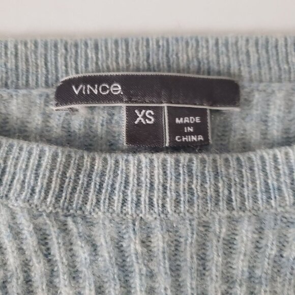 VINCE Women's XS Sweater Powder Blue Boat Neck Ribbed Knit Cashmere Wool Blend - Picture 7 of 11